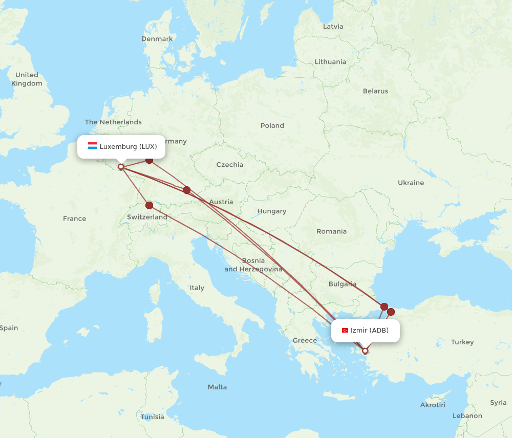 ADB-LUX flight routes