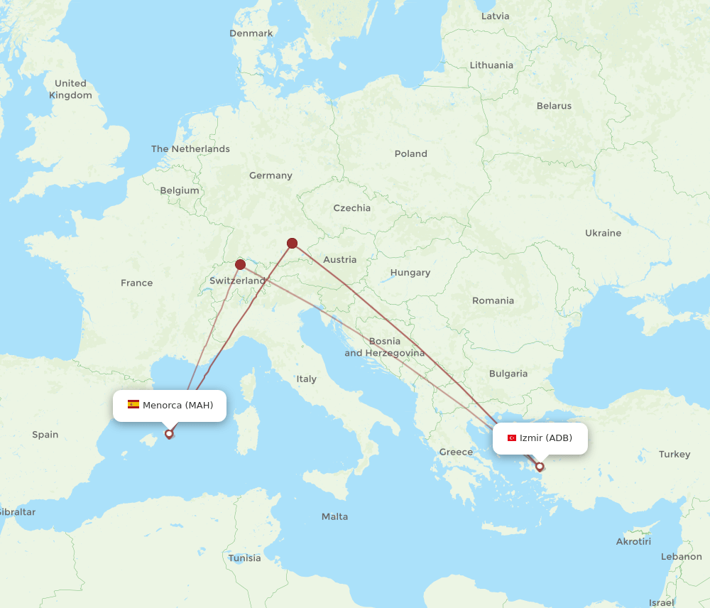 ADB-MAH flight routes