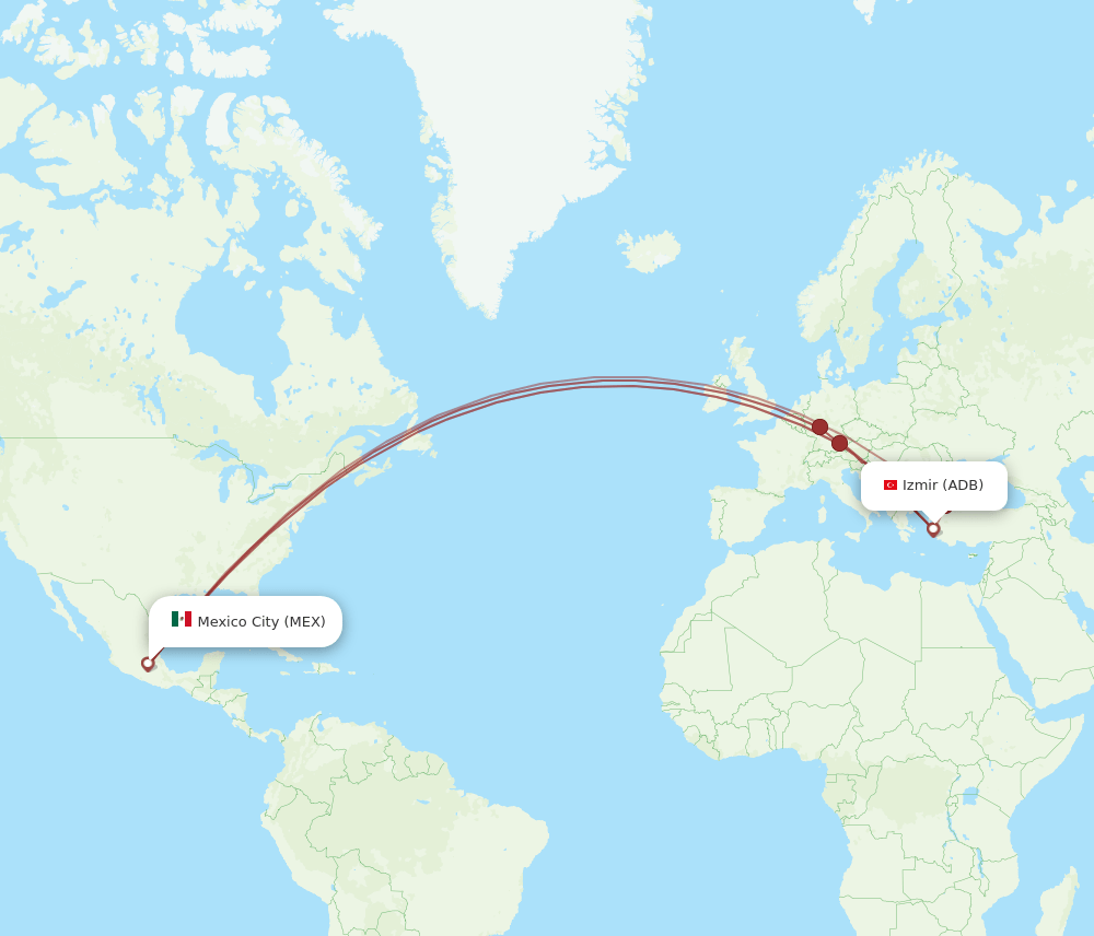 ADB-MEX flight routes