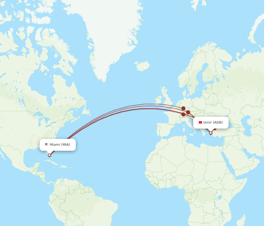 ADB-MIA flight routes