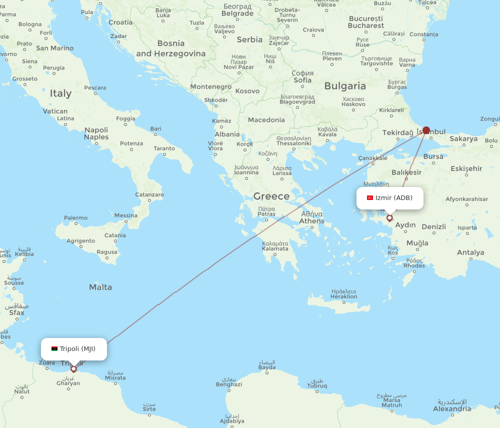 ADB-MJI flight routes