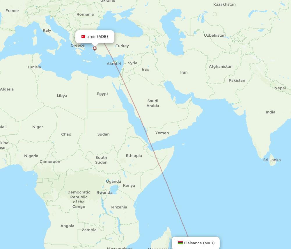 ADB-MRU flight routes
