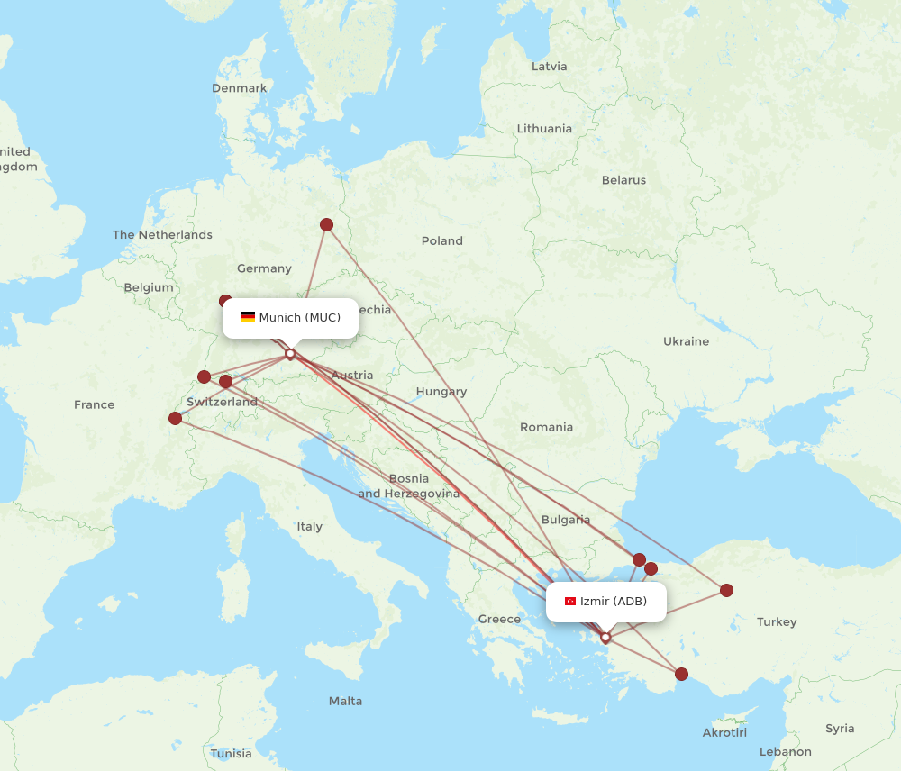 ADB to MUC flights and routes map