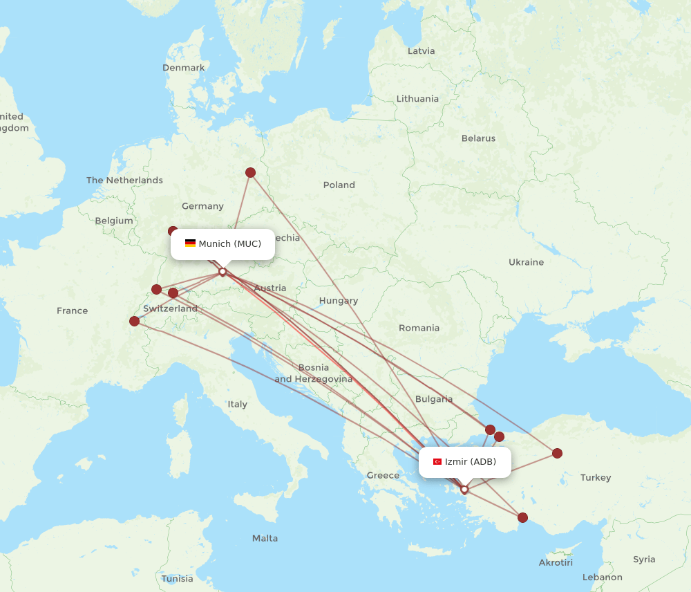 ADB-MUC flight routes