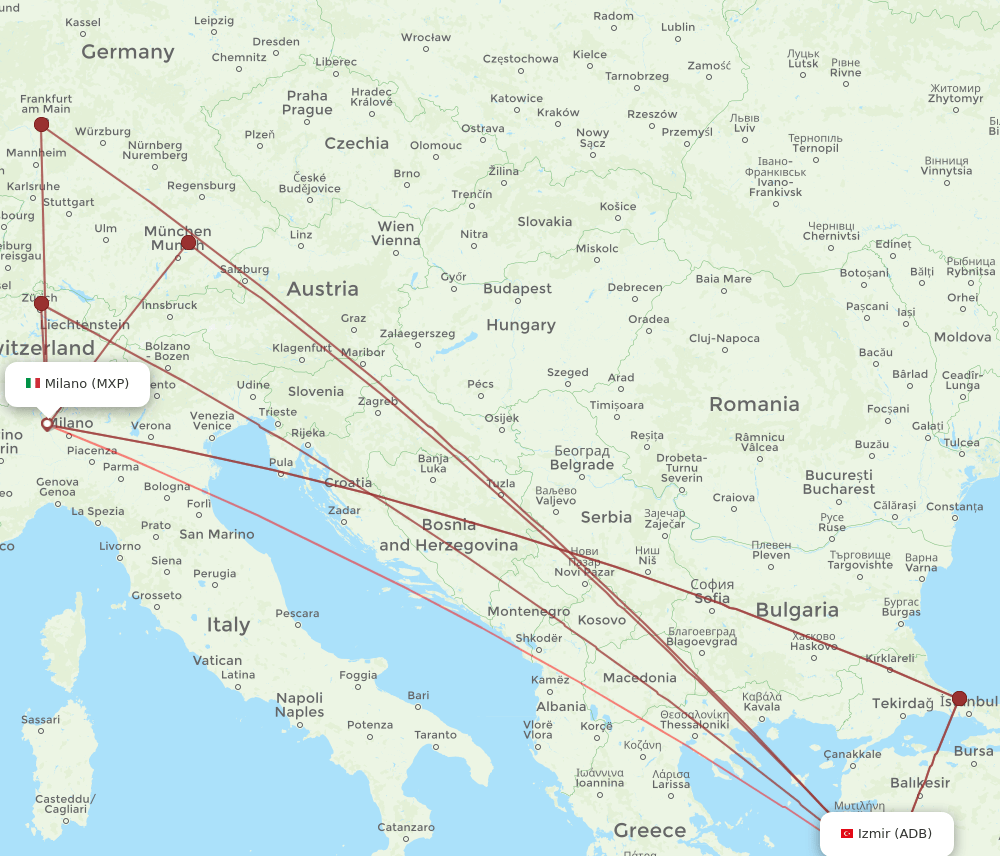 ADB-MXP flight routes