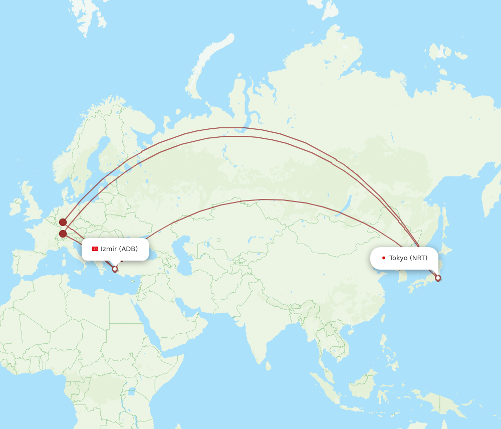 ADB-NRT flight routes