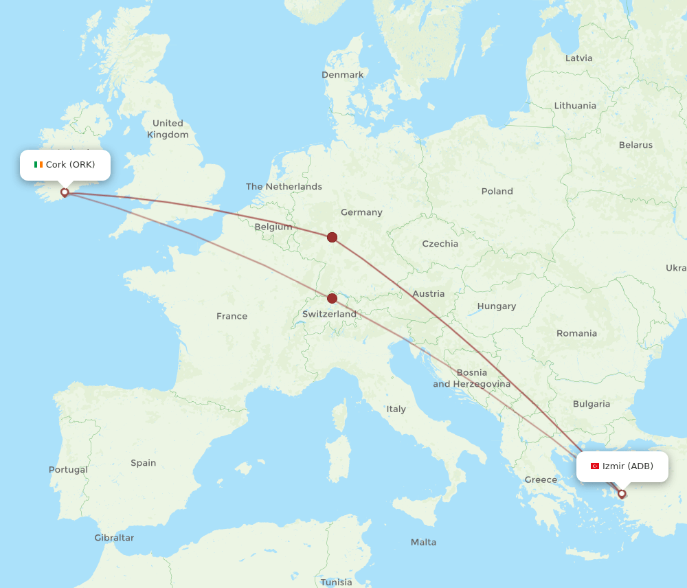 ADB-ORK flight routes