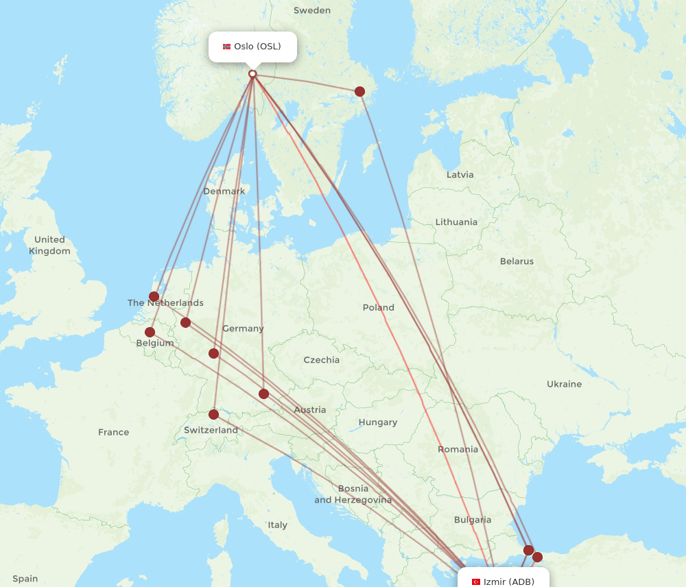 ADB-OSL flight routes
