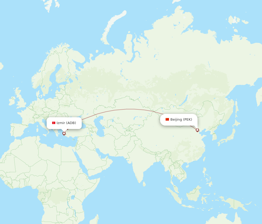 ADB-PEK flight routes