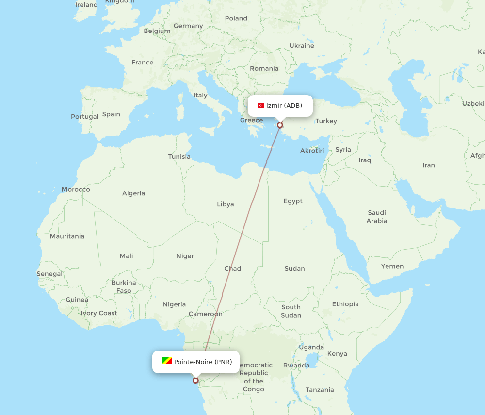 ADB to PNR flights and routes map