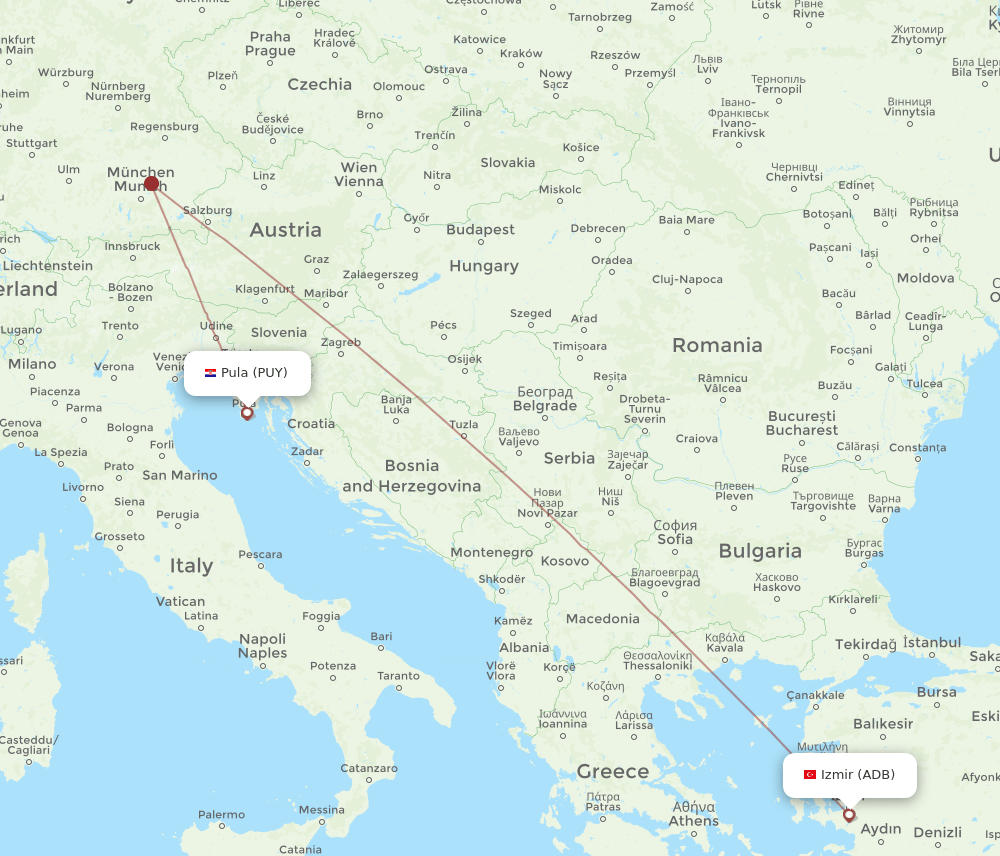 ADB-PUY flight routes