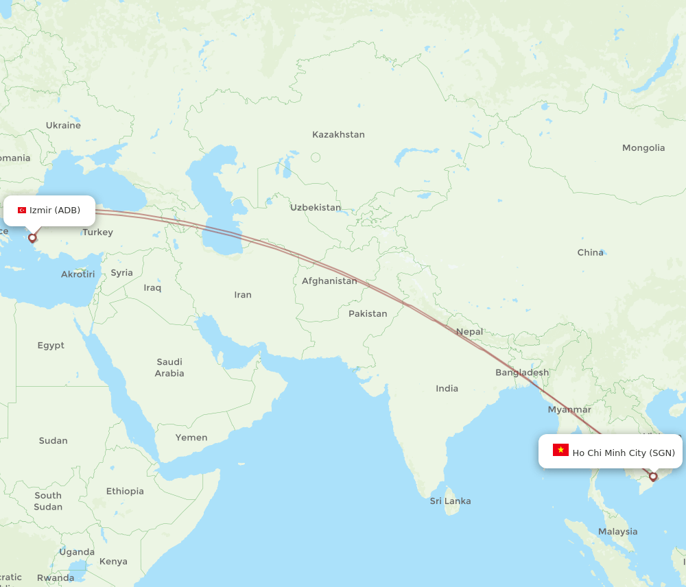 ADB-SGN flight routes