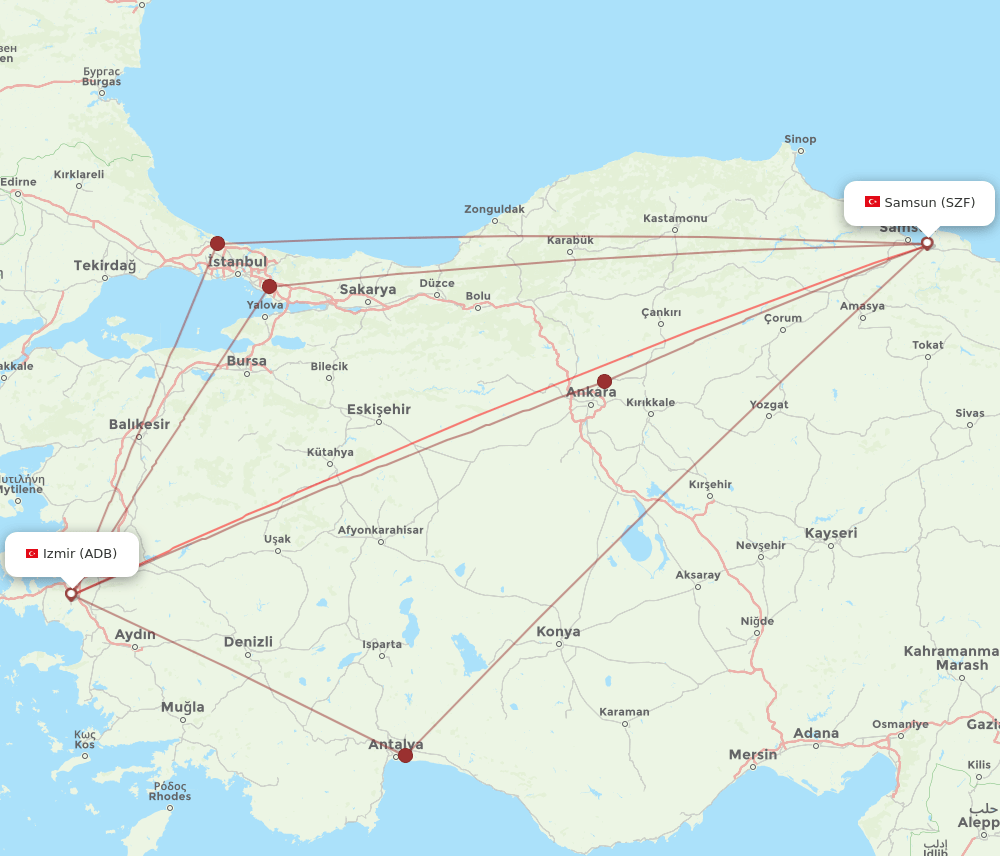 ADB-SZF flight routes