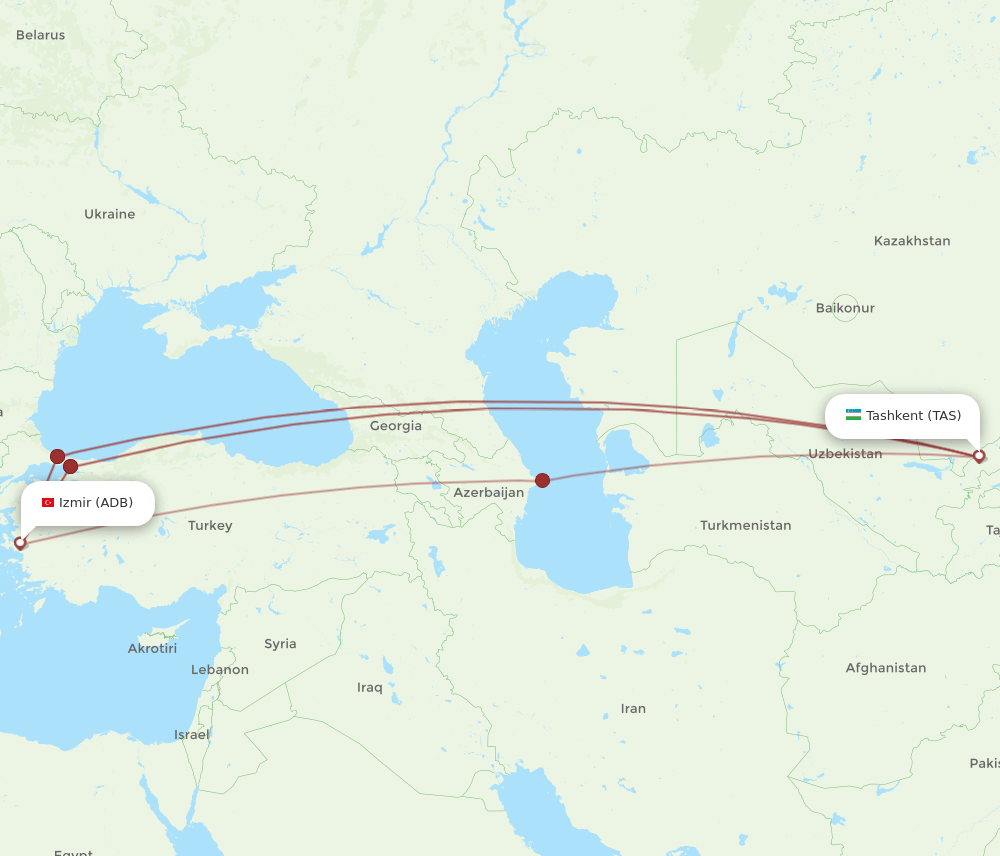 ADB-TAS flight routes