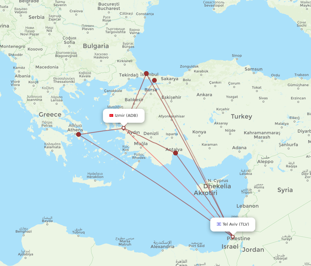 ADB to TLV flights and routes map