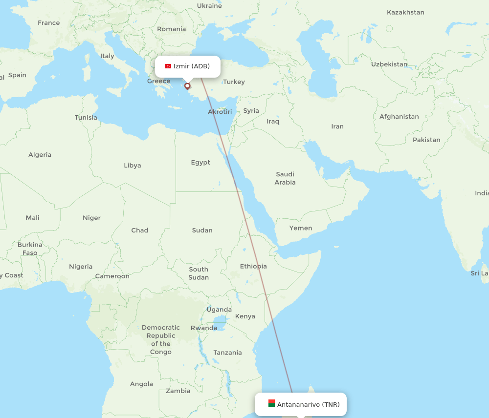 ADB-TNR flight routes