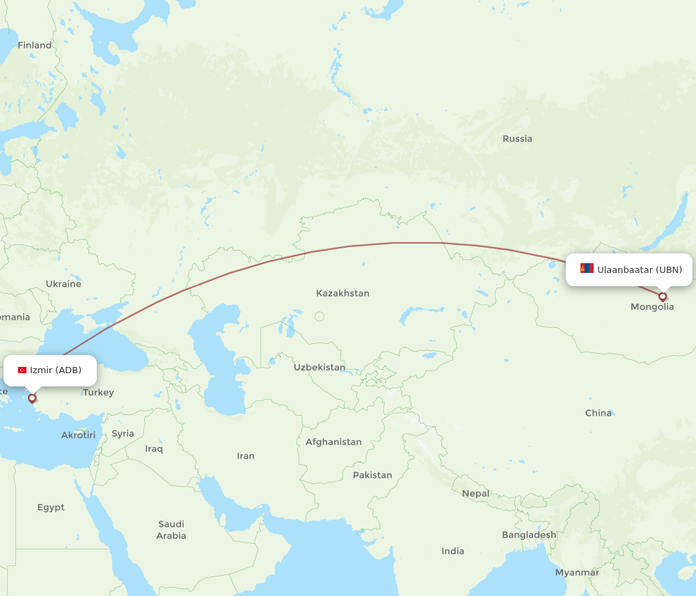 ADB-UBN flight routes