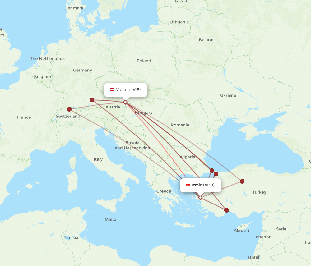 ADB to VIE flights and routes map
