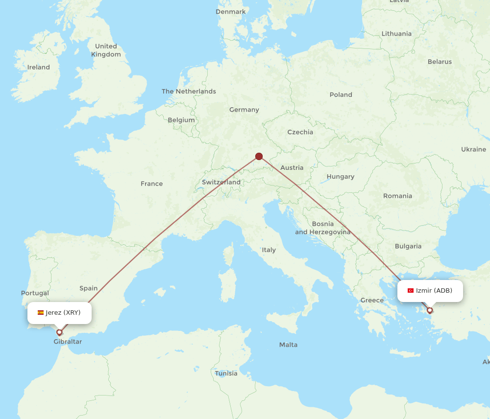 XRY to ADB flights and routes map