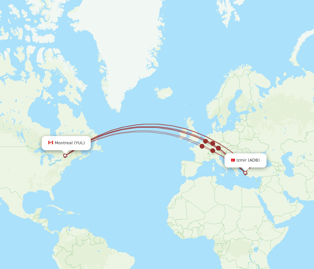 ADB-YUL flight routes
