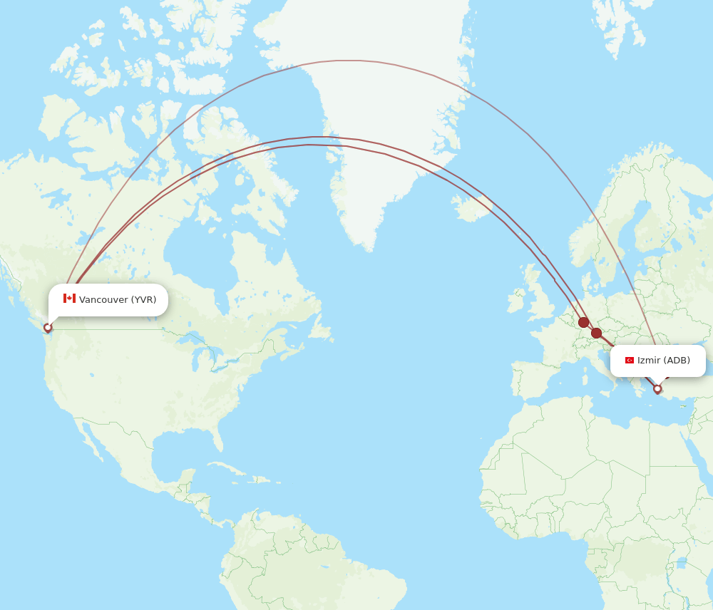 ADB-YVR flight routes