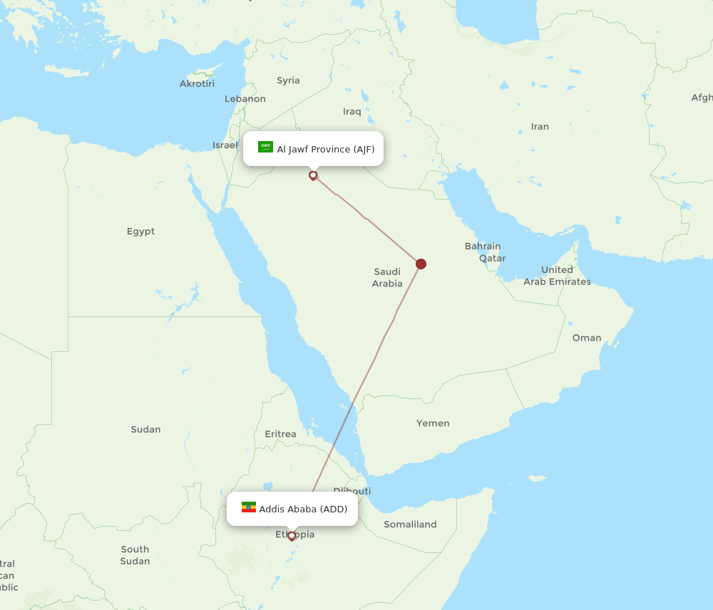 ADD-AJF flight routes