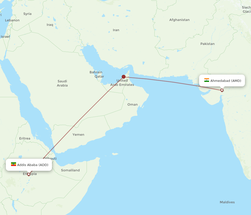 ADD to AMD flights and routes map