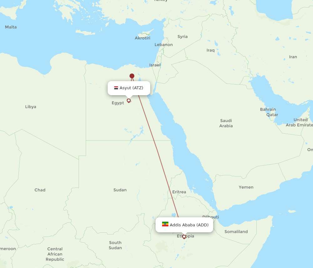 ADD-ATZ flight routes