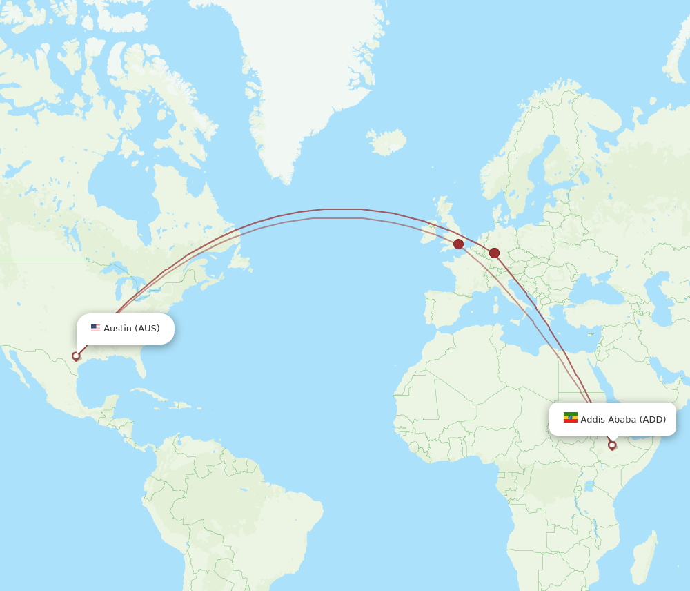 ADD-AUS flight routes