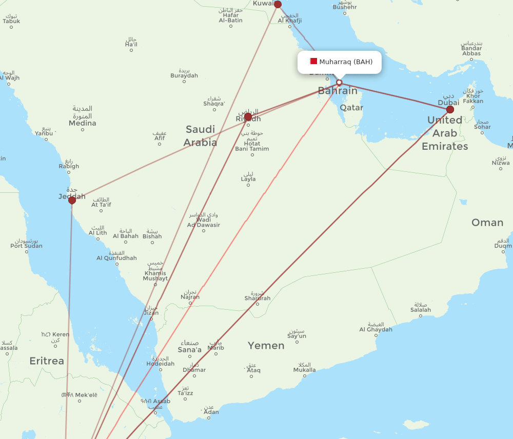 ADD-BAH flight routes
