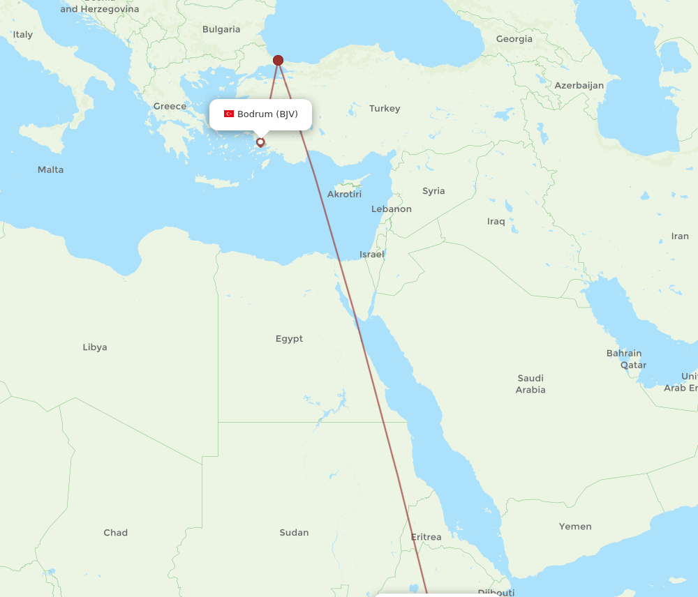 ADD-BJV flight routes