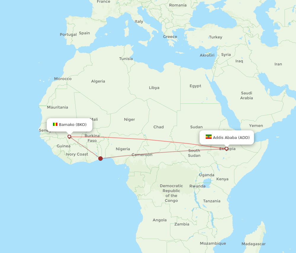 ADD-BKO flight routes