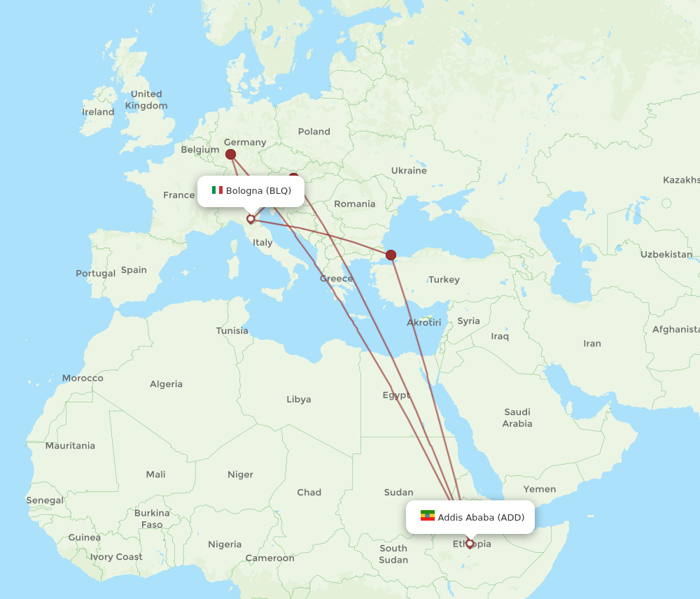 ADD to BLQ flights and routes map