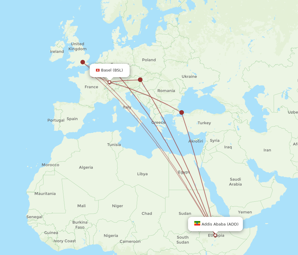 ADD to BSL flights and routes map