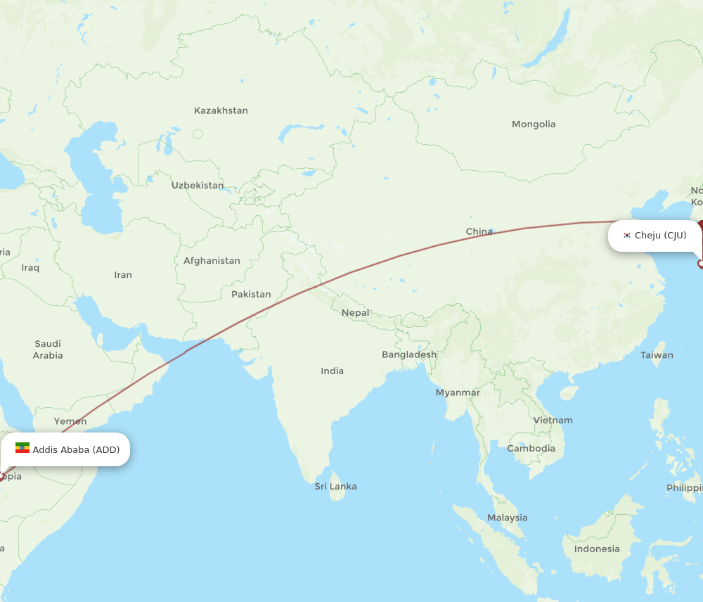 ADD to CJU flights and routes map