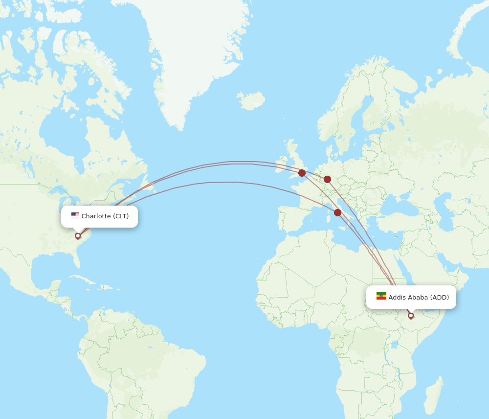 ADD-CLT flight routes