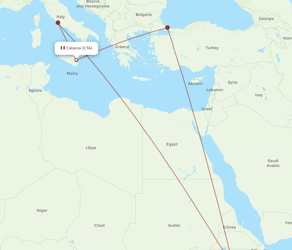 ADD to CTA flights and routes map