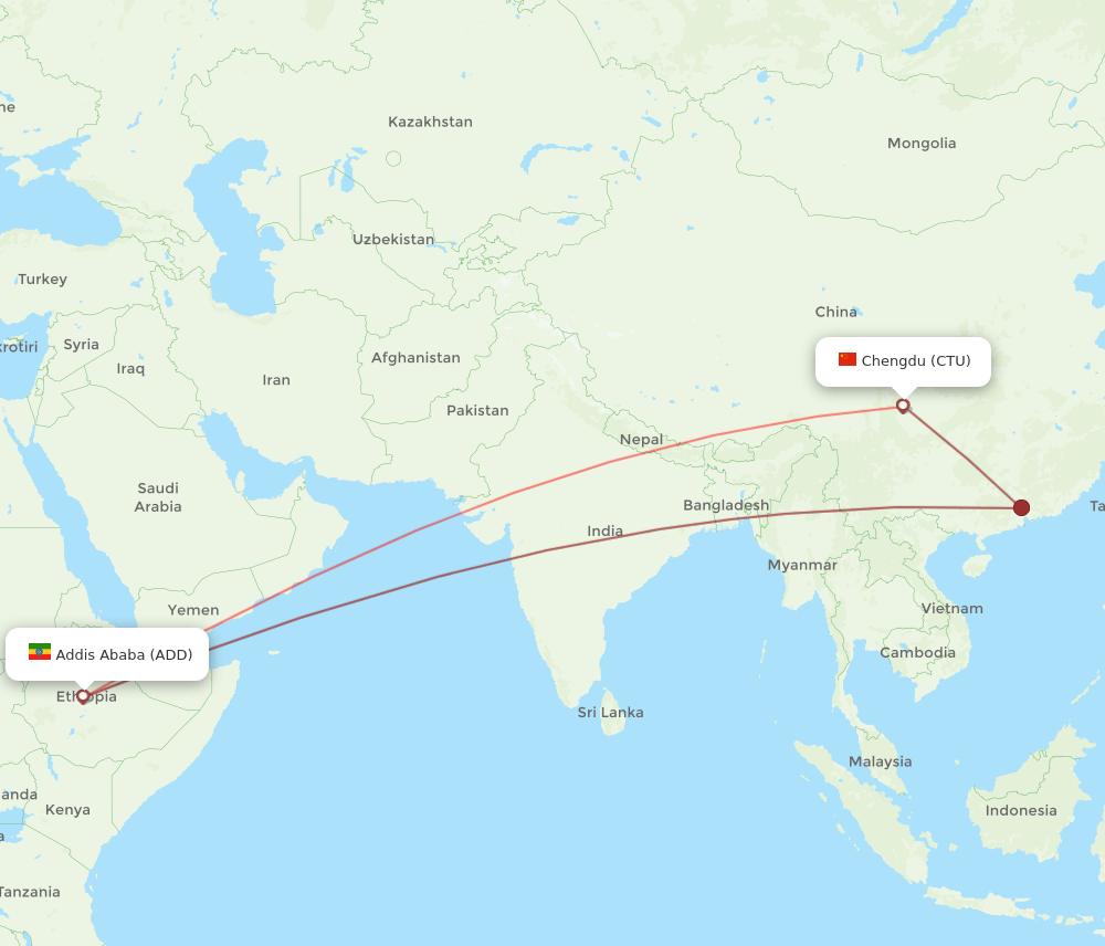 ADD-CTU flight routes