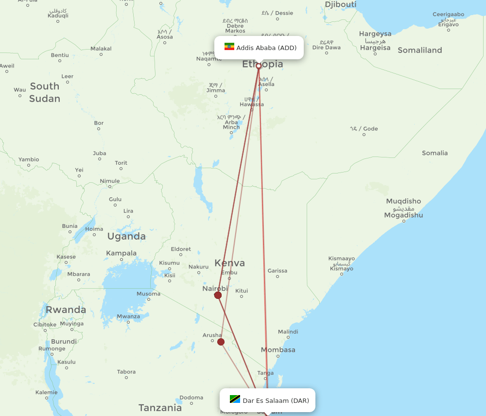 ADD-DAR flight routes