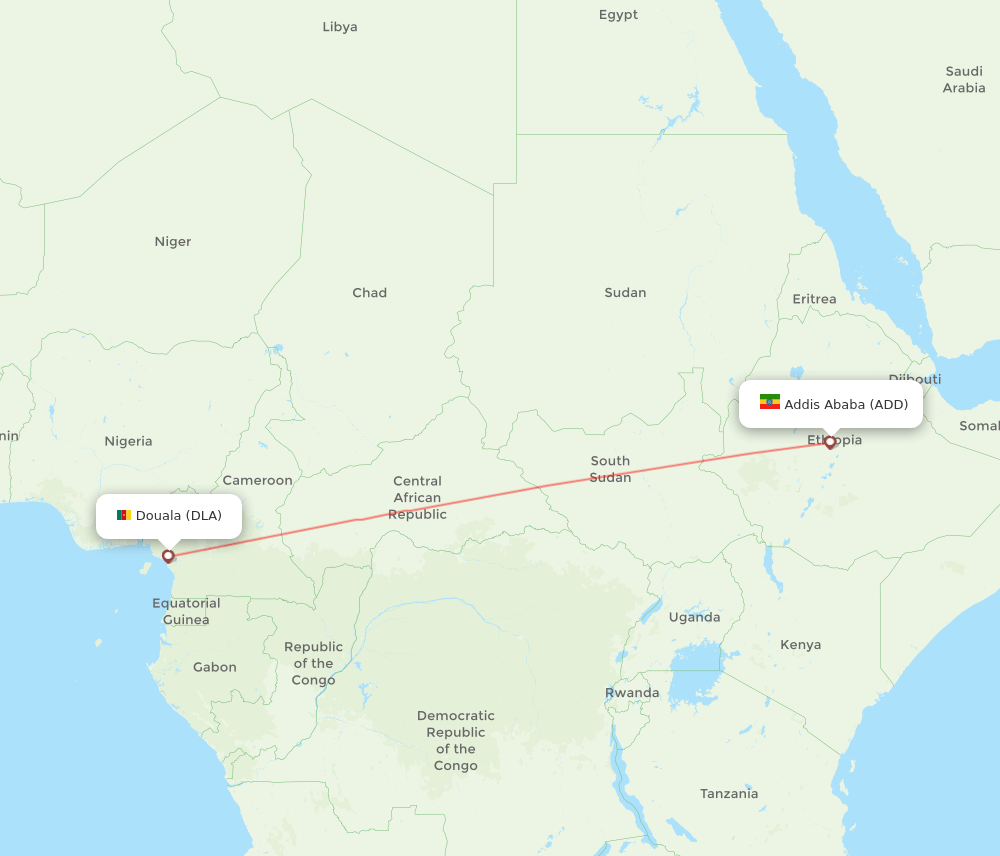 ADD to DLA flights and routes map
