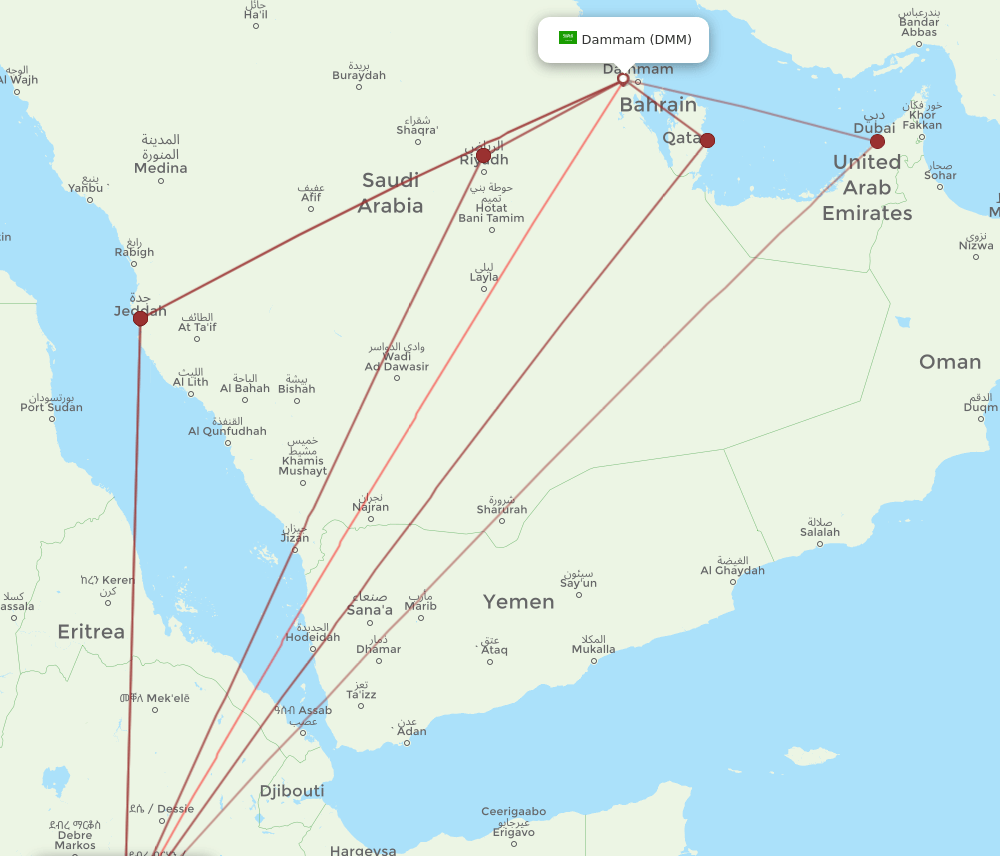 ADD-DMM flight routes