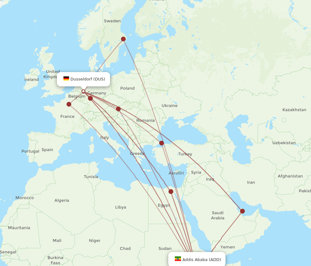 ADD-DUS flight routes