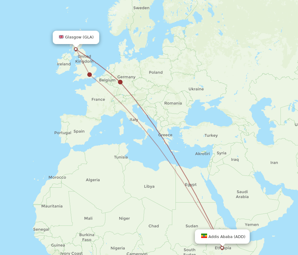 ADD-GLA flight routes