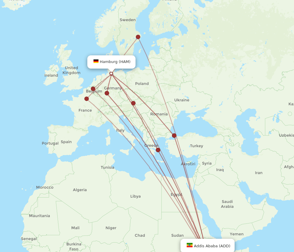 ADD-HAM flight routes