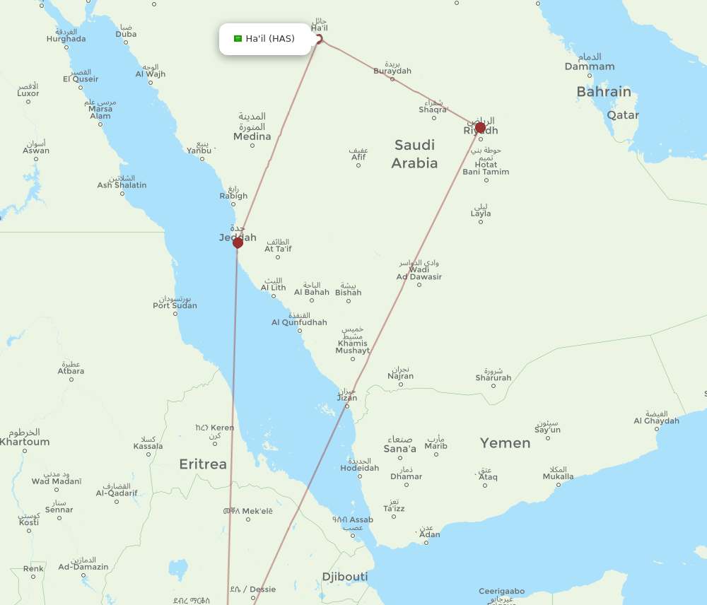 ADD-HAS flight routes