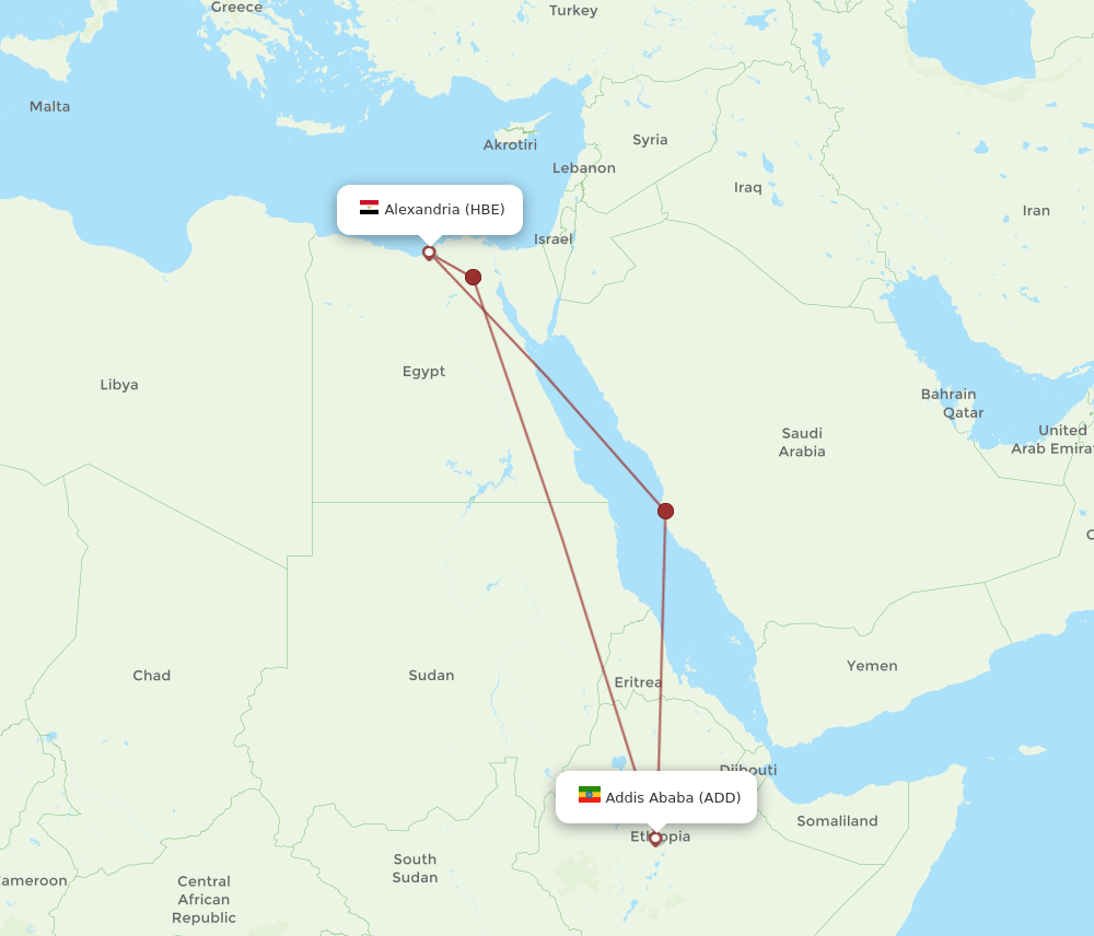 ADD-HBE flight routes