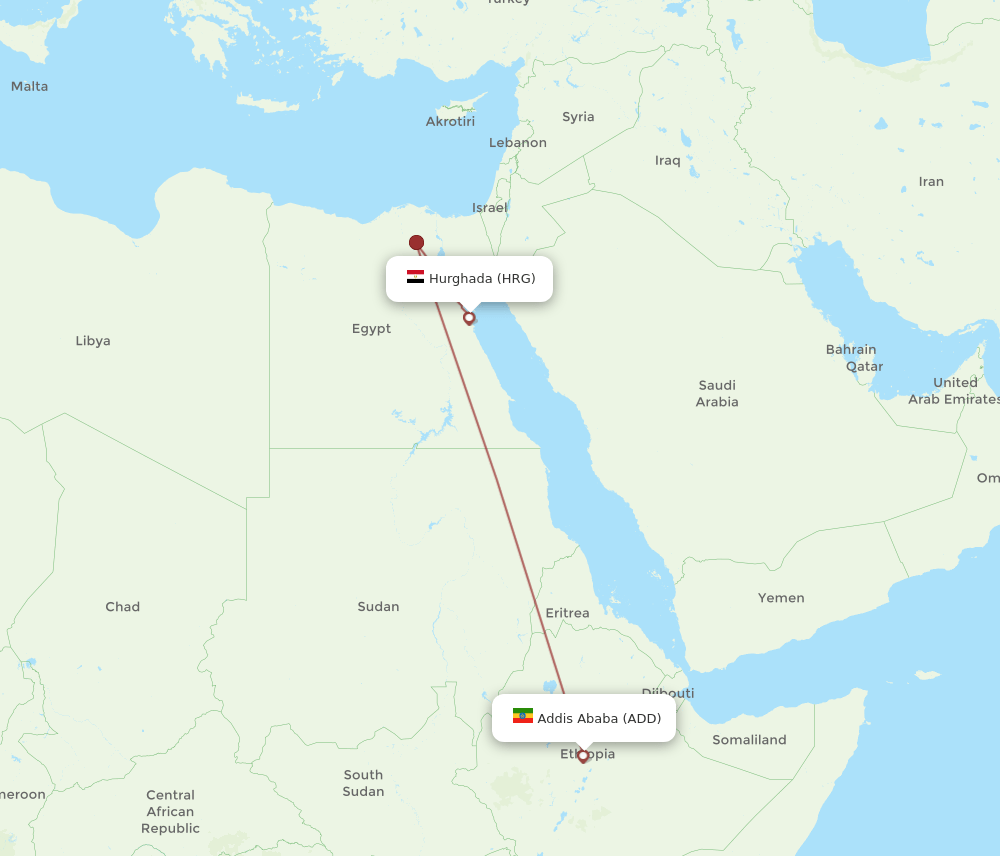 ADD-HRG flight routes