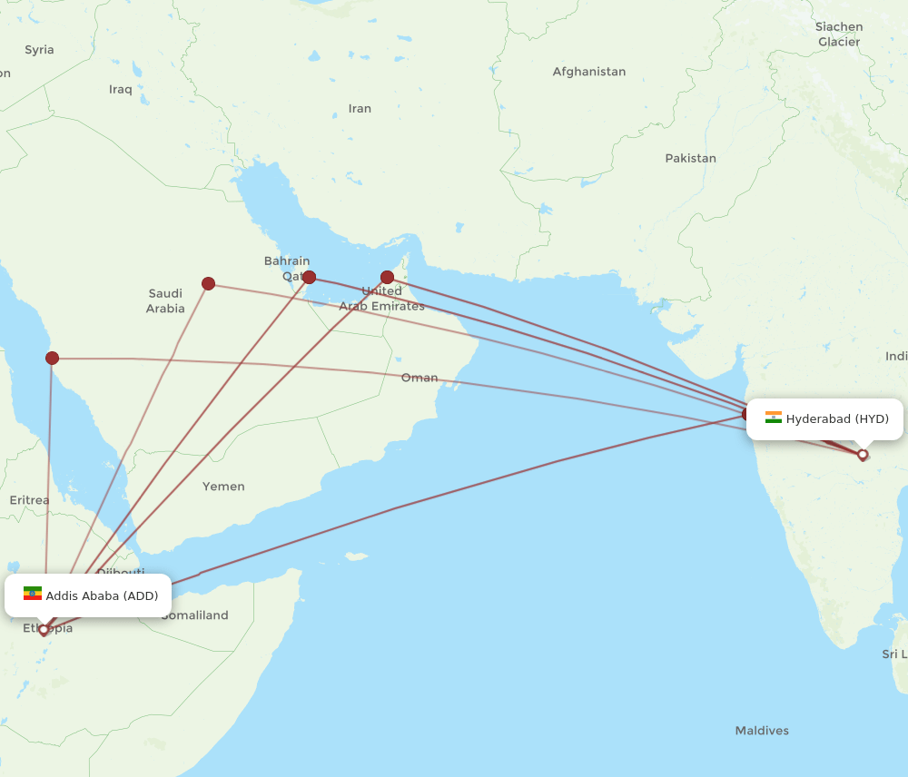 ADD-HYD flight routes