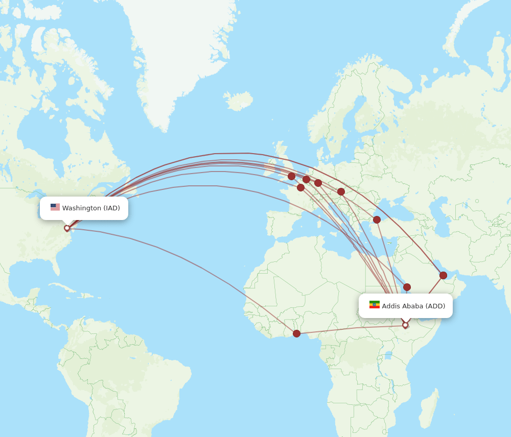 ADD-IAD flight routes