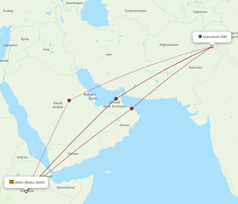 ADD-ISB flight routes